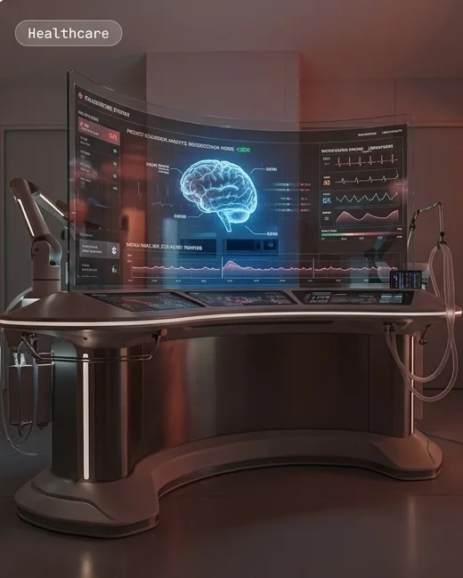 A holographic monitor in a hospital room